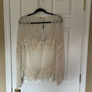 Ellie Tahari, top with camisole underneath and pearl and beaded detail